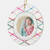 Fa La Pastel Muster Birth Stats Baby Christmas Keramik Ornament (Links)