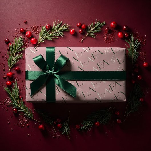 Fa La Pink & Green Typografic Christmas Carol Geschenkpapier