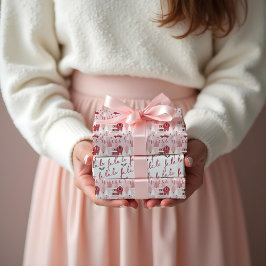 Fa La Pink Vintage Weihnachtsbaum Landschaft Geschenkpapier Set