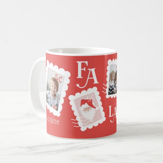 Fa La Santa Claus Weihnachts Briefmarke Foto Kaffeetasse (Vorderseite Links)
