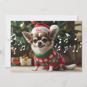 Fa La Singing Chihuahua Personalisiert Feiertagskarte