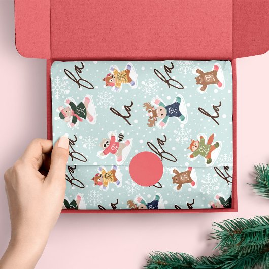 Fa La Snow Angel Woodland Tiere Spaß Winter Seidenpapier