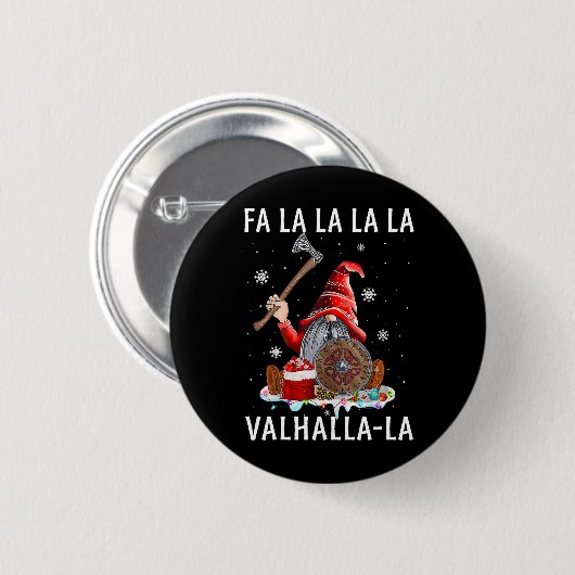 Fa La Valhalla Xmas Gnome Beard Viking Weapon Button (Vorne & Hinten)