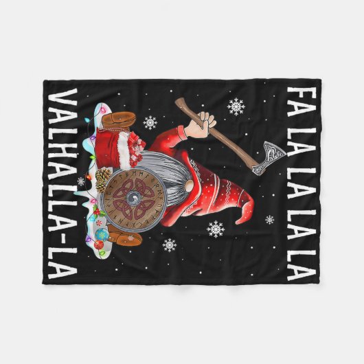 Fa La Valhalla Xmas Gnome Beard Viking Weapon Fleecedecke (Vorderseite (Horizontal))