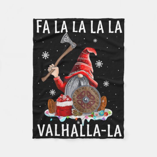 Fa La Valhalla Xmas Gnome Beard Viking Weapon Fleecedecke (Vorderseite)