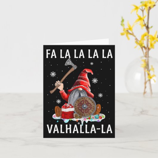 Fa La Valhalla Xmas Gnome Beard Viking Weapon Karte (Gelbe Blume)