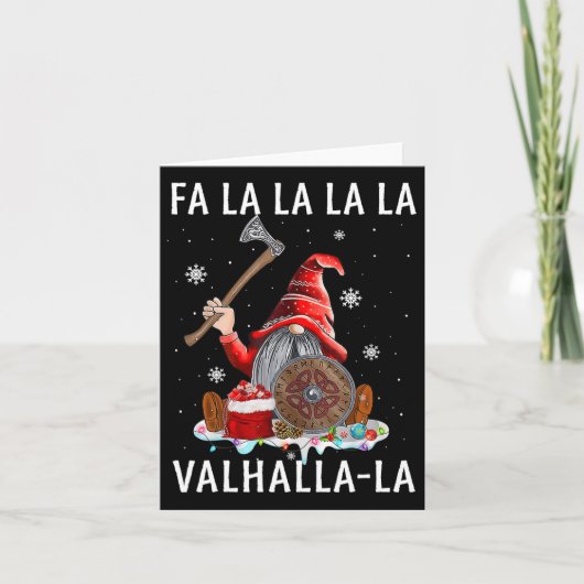 Fa La Valhalla Xmas Gnome Beard Viking Weapon Karte (Vorderseite)