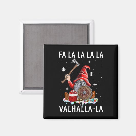 Fa La Valhalla Xmas Gnome Beard Viking Weapon Magnet (Vorderseite/Rückseite)