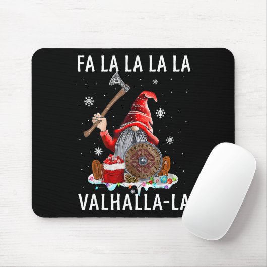Fa La Valhalla Xmas Gnome Beard Viking Weapon Mousepad (Mit Mouse)