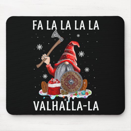 Fa La Valhalla Xmas Gnome Beard Viking Weapon Mousepad (Vorne)