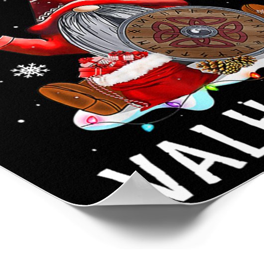 Fa La Valhalla Xmas Gnome Beard Viking Weapon Poster (Ecke)