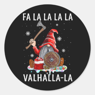 Fa La Valhalla Xmas Gnome Beard Viking Weapon Runder Aufkleber