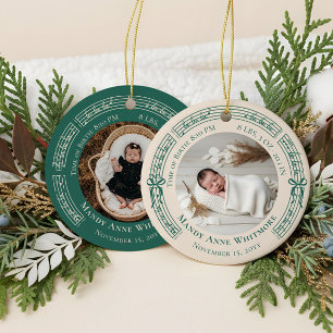 Fa La Vintage Notenblatt Geburtsstatistik Baby-Fot Keramik Ornament