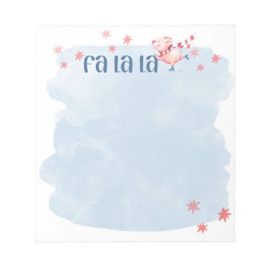 Fa La Winter Piggie Notepad Notizblock (Vorderseite)