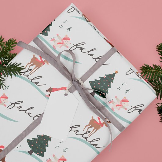 Fa La Winter Wonderland Forest Woodland Tiere Geschenkpapier