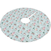 Fa La Zuhause für die Ferienstadt & Pink Retro Van Polyester Weihnachtsbaumdecke (Schrägansicht)