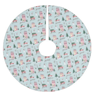 Fa La Zuhause für Ferienstadt und Pink Retro Van Polyester Weihnachtsbaumdecke