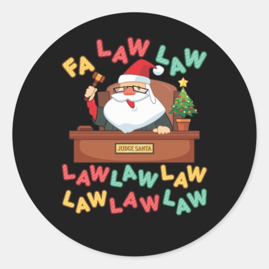 Fa Law Funny Lawyer Weihnachtsrichter Runder Aufkleber (Vorderseite)