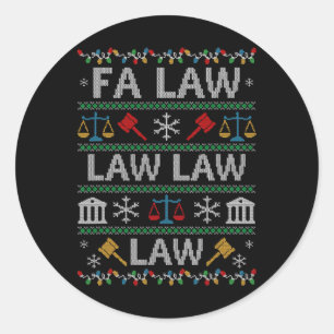 Fa Law Law Vintage Anwalt hässlicher Weihnachtspul Runder Aufkleber