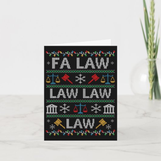 Fa Law Vintag Lawyer Ugly Christmas Sweater Karte (Vorderseite)