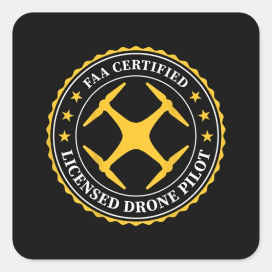 FAA Certified Licensed Drone Pilot - BACK DESIGN Quadratischer Aufkleber (Vorderseite)
