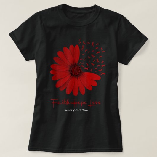 Faalth Hope World AIDS Day Awareness Daisy Blume R T-Shirt (Design vorne)