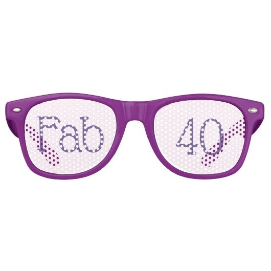 Fab 40. Geburtstag Lila Retro Sunglass Partybrille (Vorderseite)