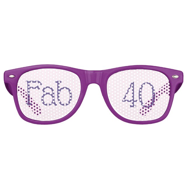 Fab 40. Geburtstag Lila Retro Sunglass Partybrille (Vorderseite)
