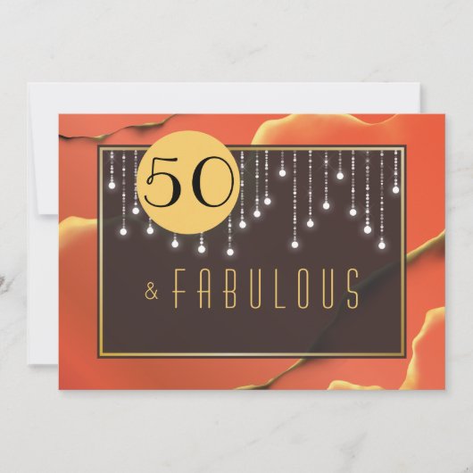 Fab 50. Geburtstag Elegante Rote Einladung (Vorderseite)