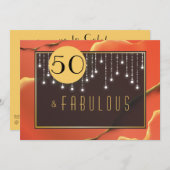 Fab 50. Geburtstag Elegante Rote Einladung (Vorne/Hinten)
