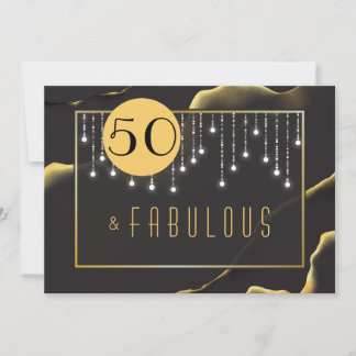 Fab 50. Geburtstag Golden Black Einladung