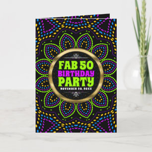 FAB 50. Geburtstags-Groovy-Rave-Blumenparty Einladung