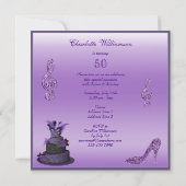 Fab 50 Lila Diva Cake, glatte High Heels Einladung (Rückseite)