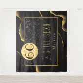 Fab 60. Geburtstag Cooles, inkahliges Schwarzes Ba Wandteppich (Vorderseite)