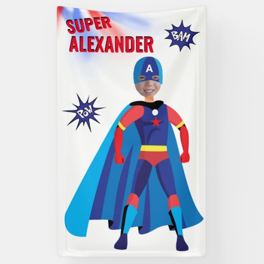 Fab Birthday Superhero USA Atemberaubend Boy Phant Banner (Vertikal)