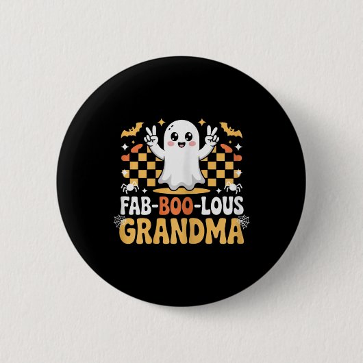 Fab-boo-laue Oma Niedlich Ghost Halloween-Mama Button (Vorderseite)