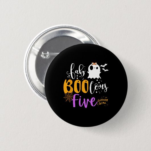 Fab Boo Lous 5 Jahre Old Ghost Boo Halloween 5. Button (Vorne & Hinten)