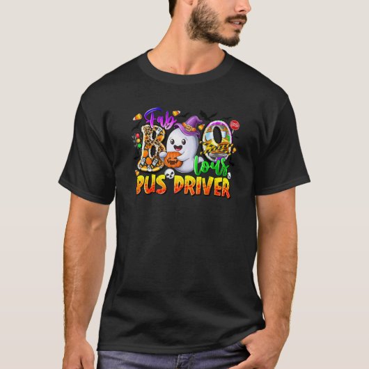 Fab Boo Lous Bus Driver Funny Ghost Halloween Cost T-Shirt (Vorderseite)