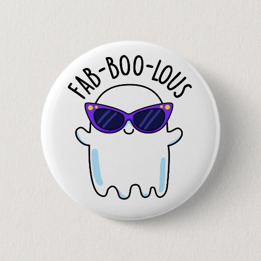 Fab-Boo-Lous Funny Ghost Pun Button (Vorderseite)