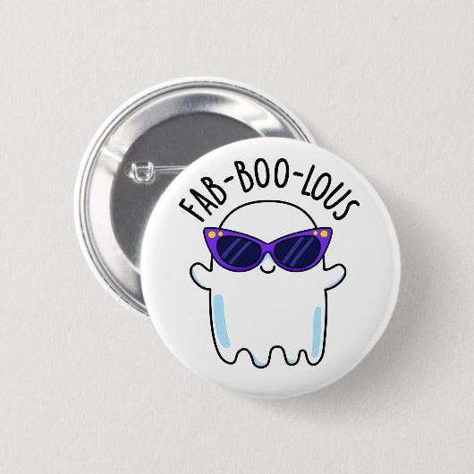 Fab-Boo-Lous Funny Ghost Pun Button (Vorne & Hinten)
