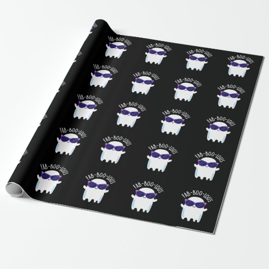 Fab-Boo-Lous Funny Ghost Pun Dark BG Geschenkpapier (Ungerollt)