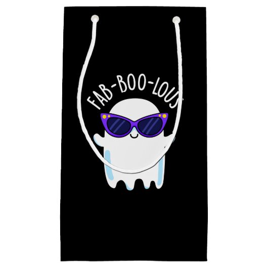 Fab-Boo-Lous Funny Ghost Pun Dark BG Kleine Geschenktüte (Vorderseite)