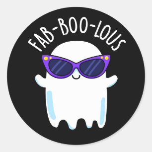 Fab-Boo-Lous Funny Ghost Pun Dark BG Runder Aufkleber