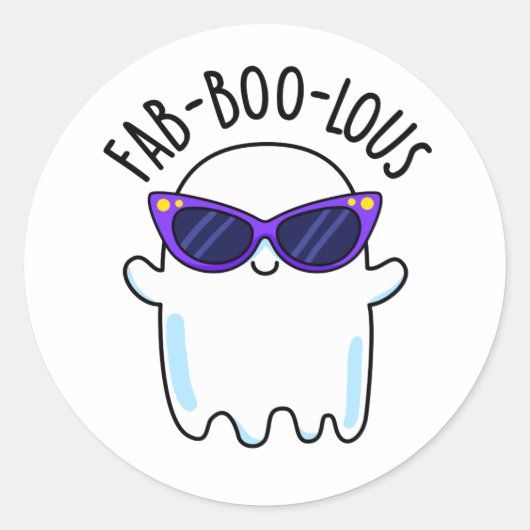 Fab-Boo-Lous Funny Ghost Pun Runder Aufkleber (Vorderseite)
