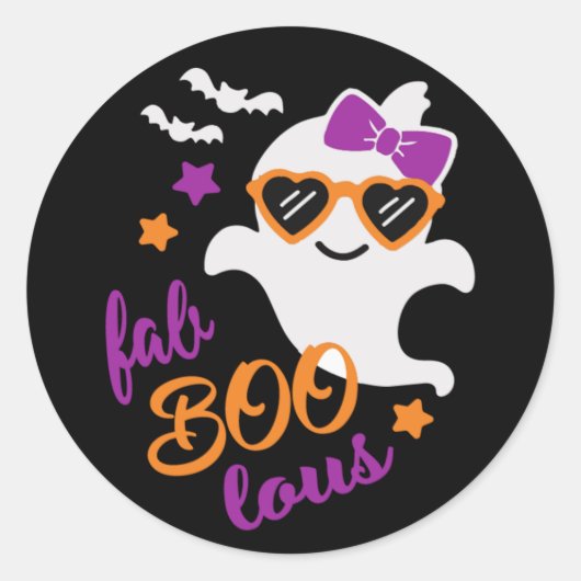 Fab Boo Lous Halloween Ghost Niedlich modern Runder Aufkleber (Vorderseite)