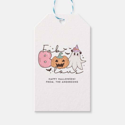 Fab-boo-lous Retro Groovy Halloween Geschenkanhänger (Vorderseite)