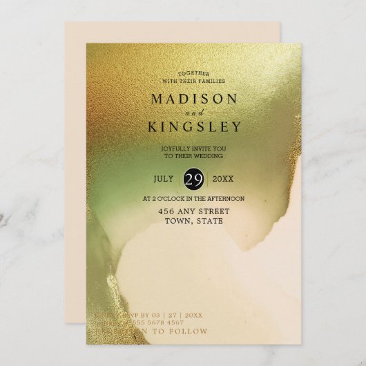 Fab Chartreuse 💚 Abstrakt unglaubliches Budget We Einladung (Vorne/Hinten)