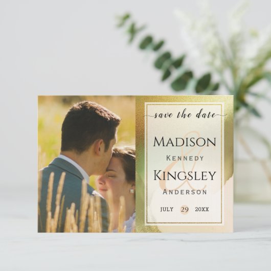 Fab Chartreuse 🤵 kühne & stilvolle Budgetheirat Save The Date (Stehend Vorderseite)