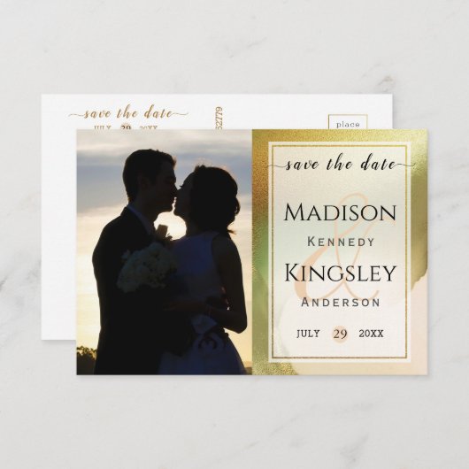 Fab Chartreuse 🤵 kühne & stilvolle Budgetheirat Save The Date (Vorne/Hinten)