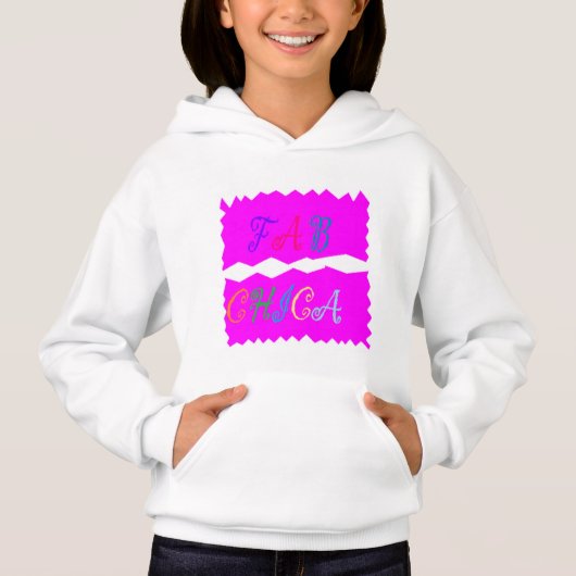 FAB CHICA LOGO Girls entwerfen rosa und farbige Te Hoodie (Vorderseite)